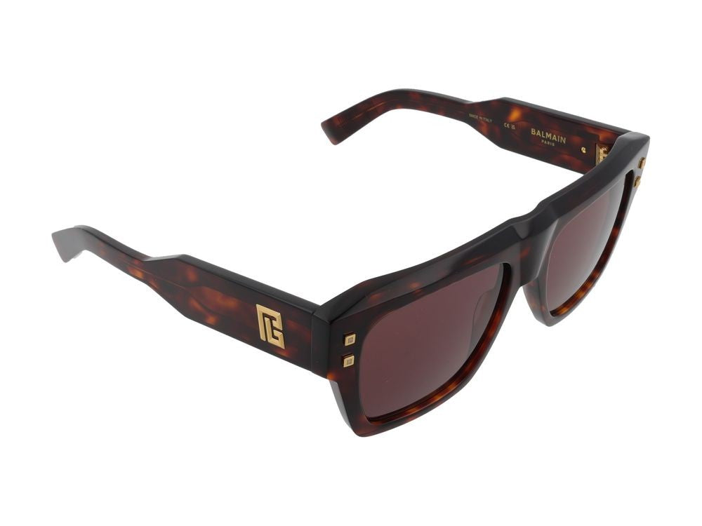 Balmain Tortoiseshell B-Scene Acetate Square Sunglasses