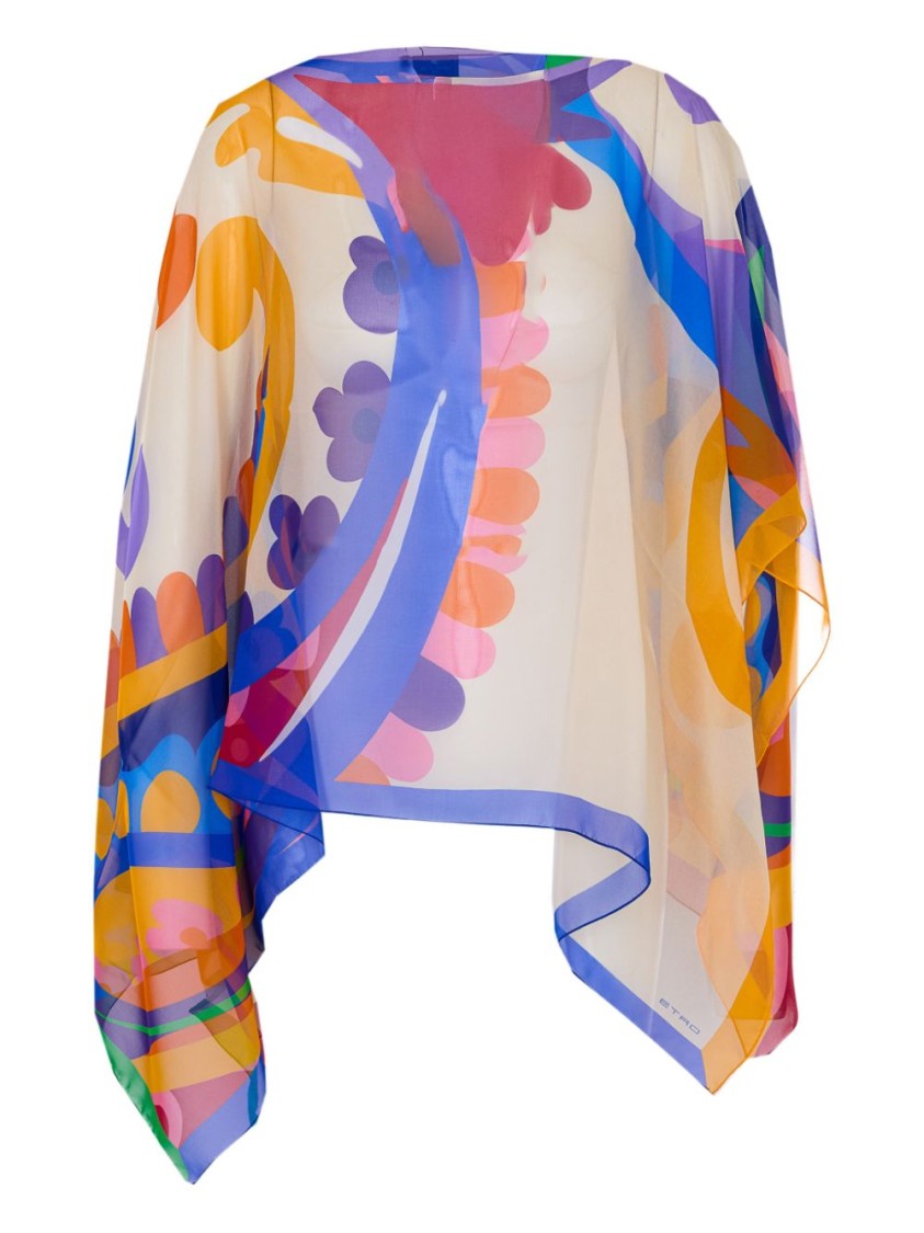 Etro Asymmetrical Silk Jacket With Multicolor Paisley Print