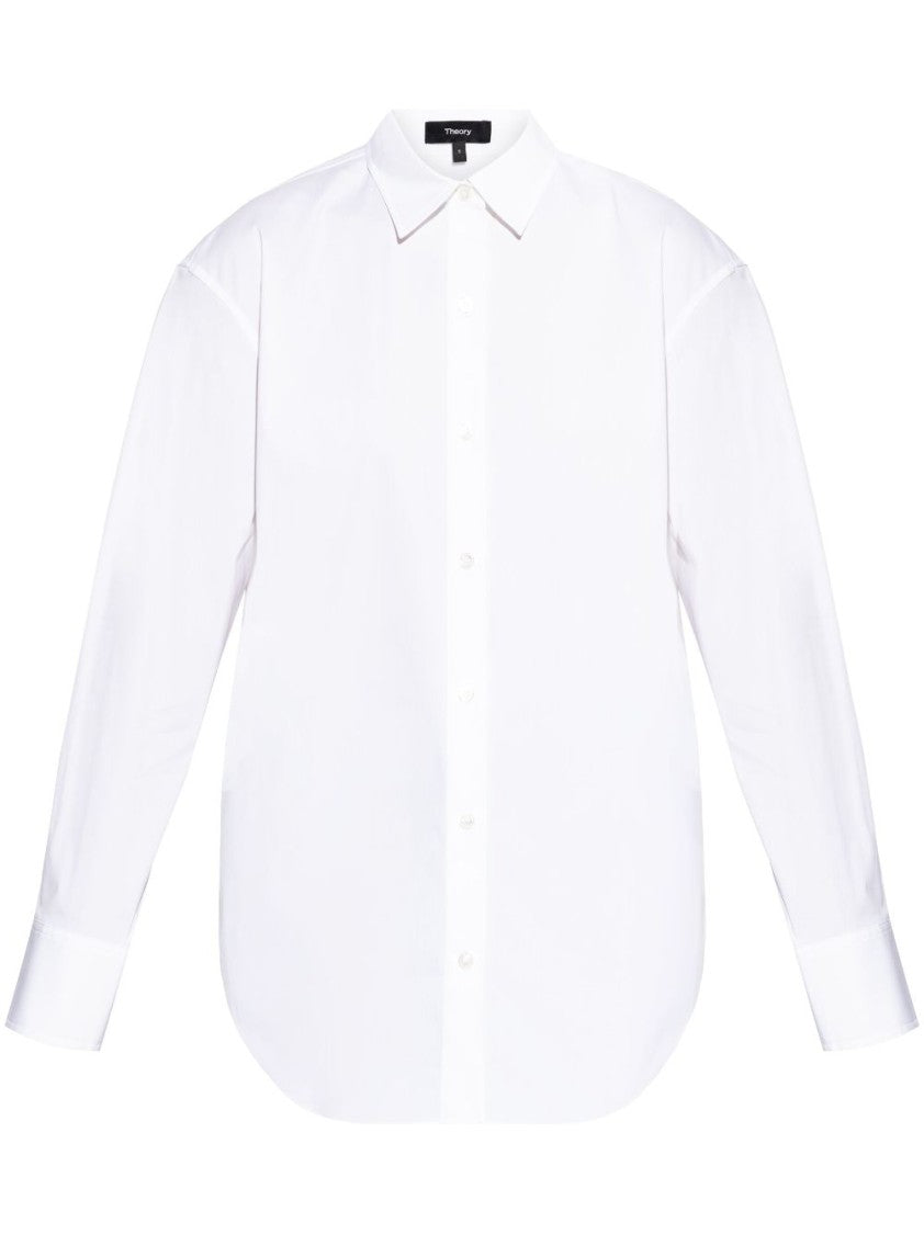 Theory Classic White Cotton Boyfriend Shirt