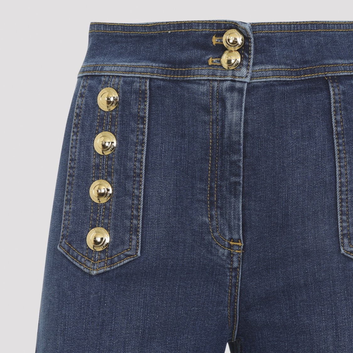 Elisabetta Franchi Blue Denim Cotton Jeans With Buttons