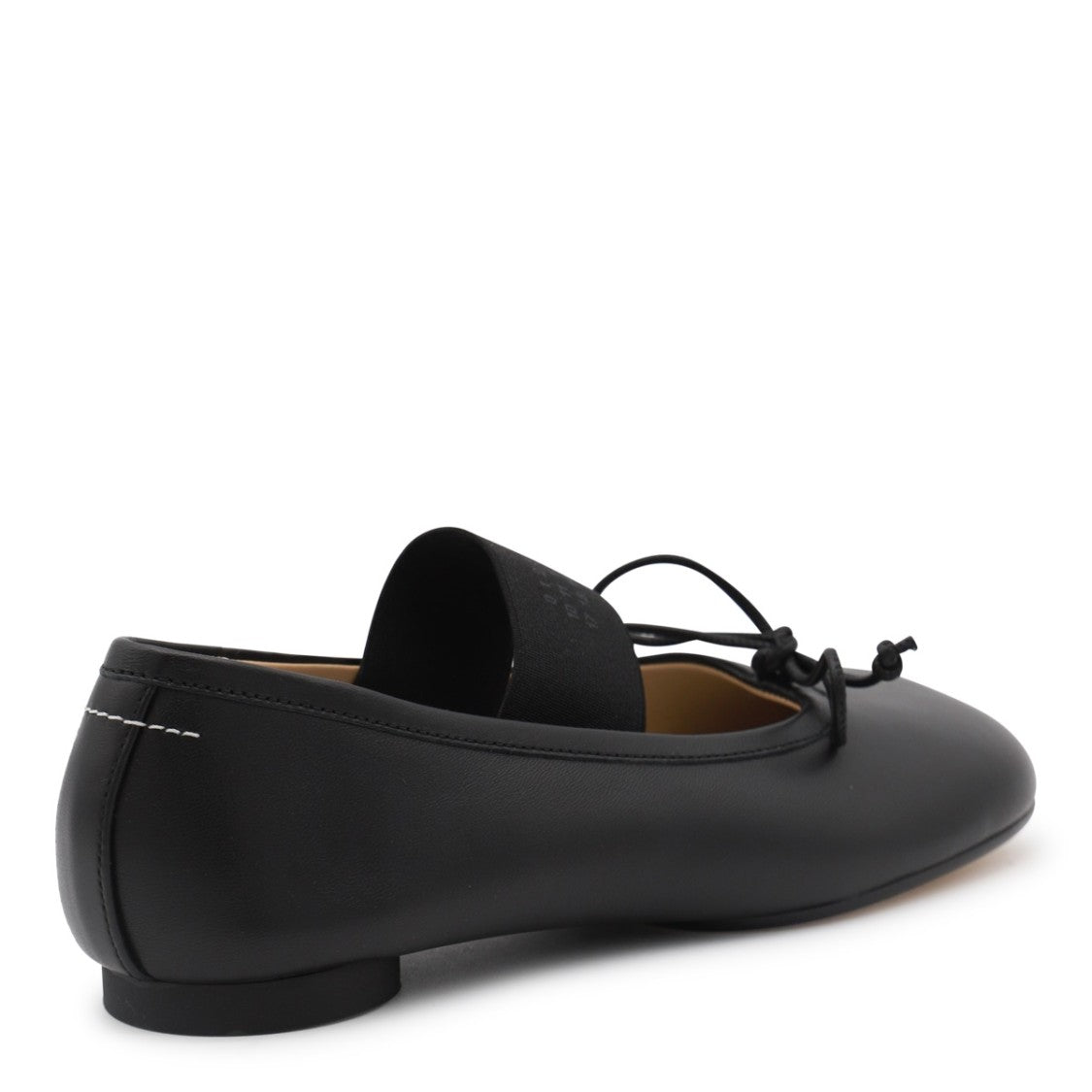 Mm6 By Maison Margiela Black Leather Ribbon Flats