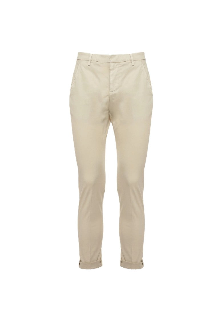 Dondup Warm Beige Gaubert Slim Fit Stretch Cotton Trousers