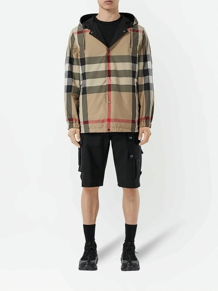 Burberry Reversible Hooded Short Jacket With Classic Check And Solid Design