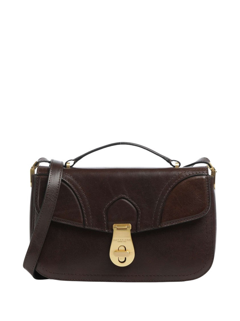 The Bridge Structured Brown Handbag With Gold-Colored Hardware