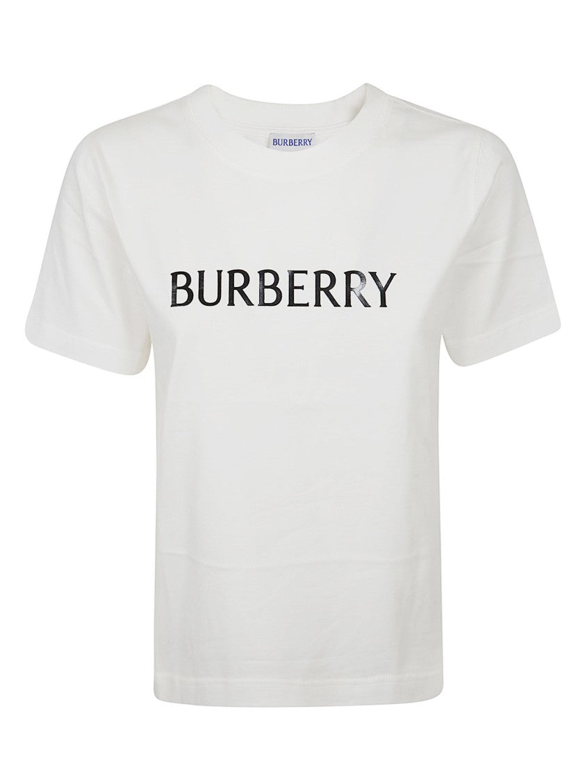 Burberry Cropped Soft Cotton Top With Bold Logo