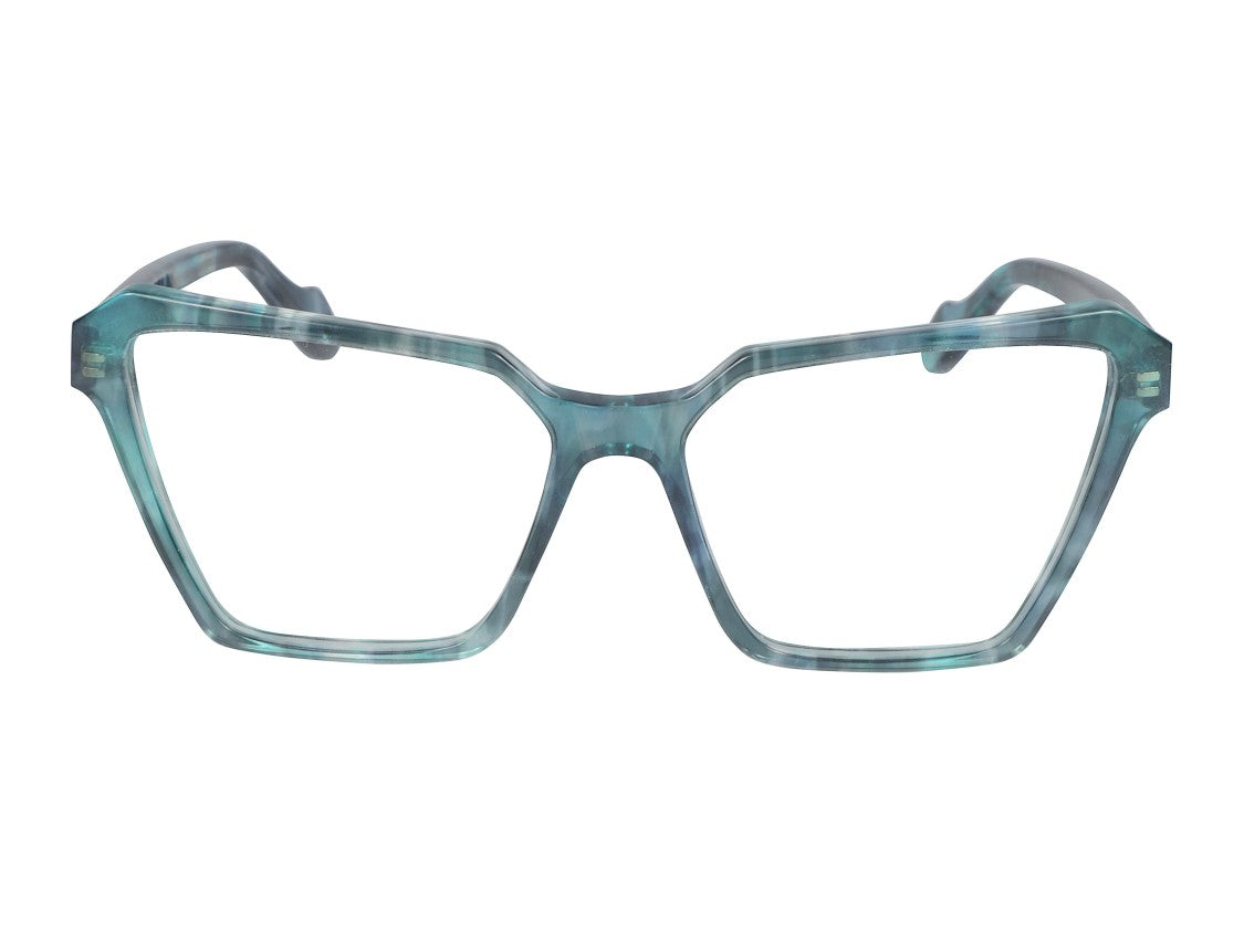 Kador Teal Vanessa Light Translucent Marbled Oversized Square Eyeglasses