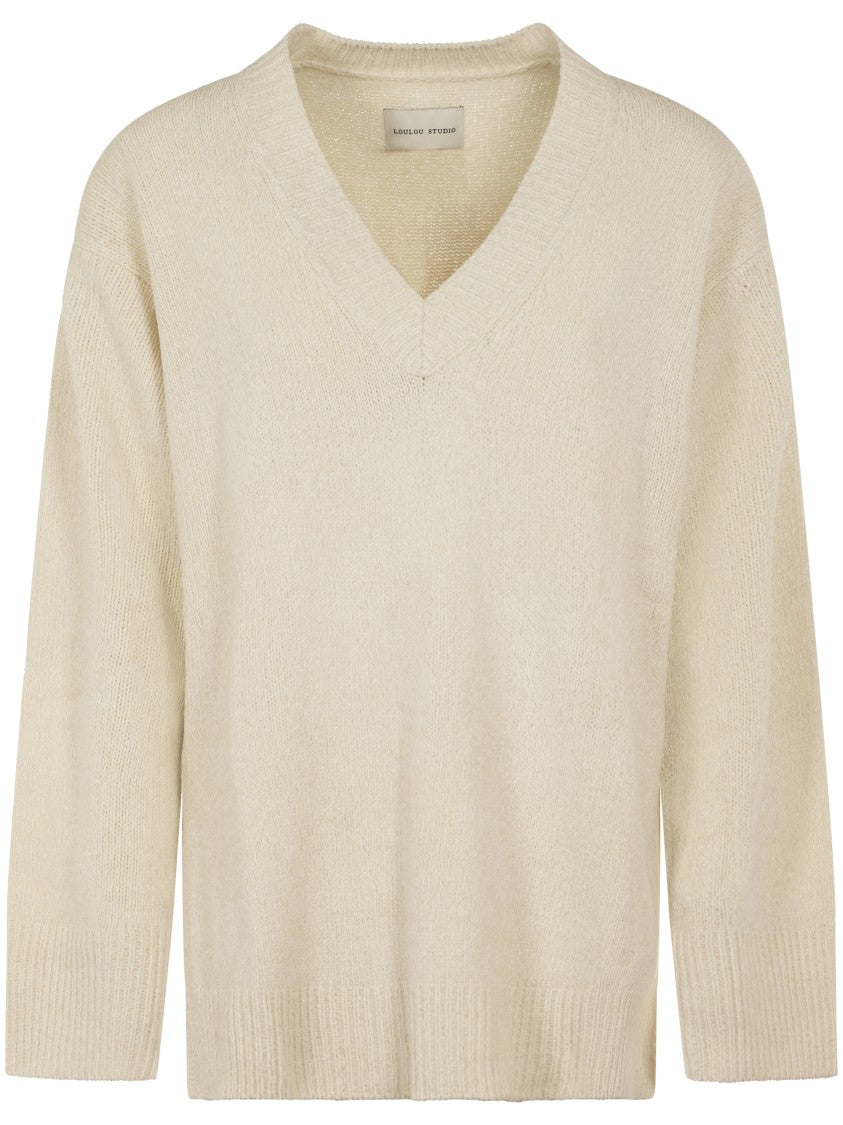 Loulou Studio Relaxed-Fit Deep V-Neck Sweater