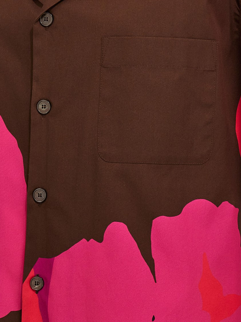 Valentino Garavani Vibrant Floral Print Cotton Shirt