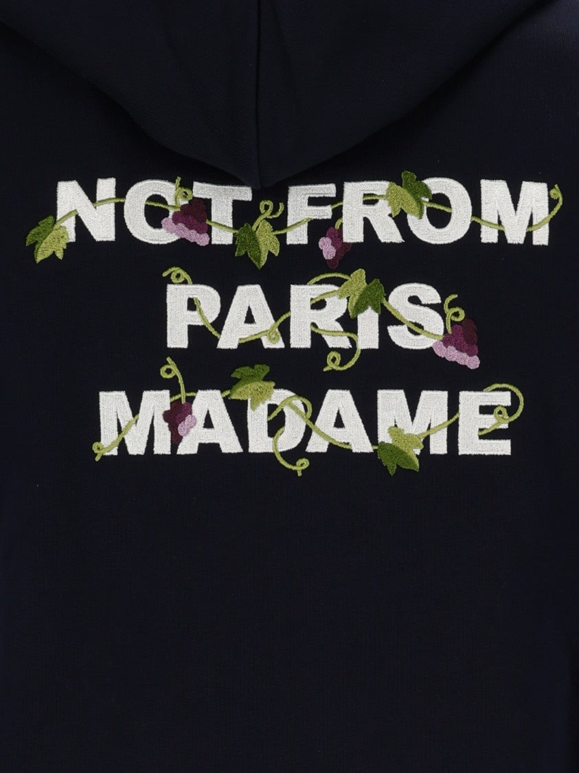 Drôle De Monsieur Navy Vine Embroidered Slogan Hoodie