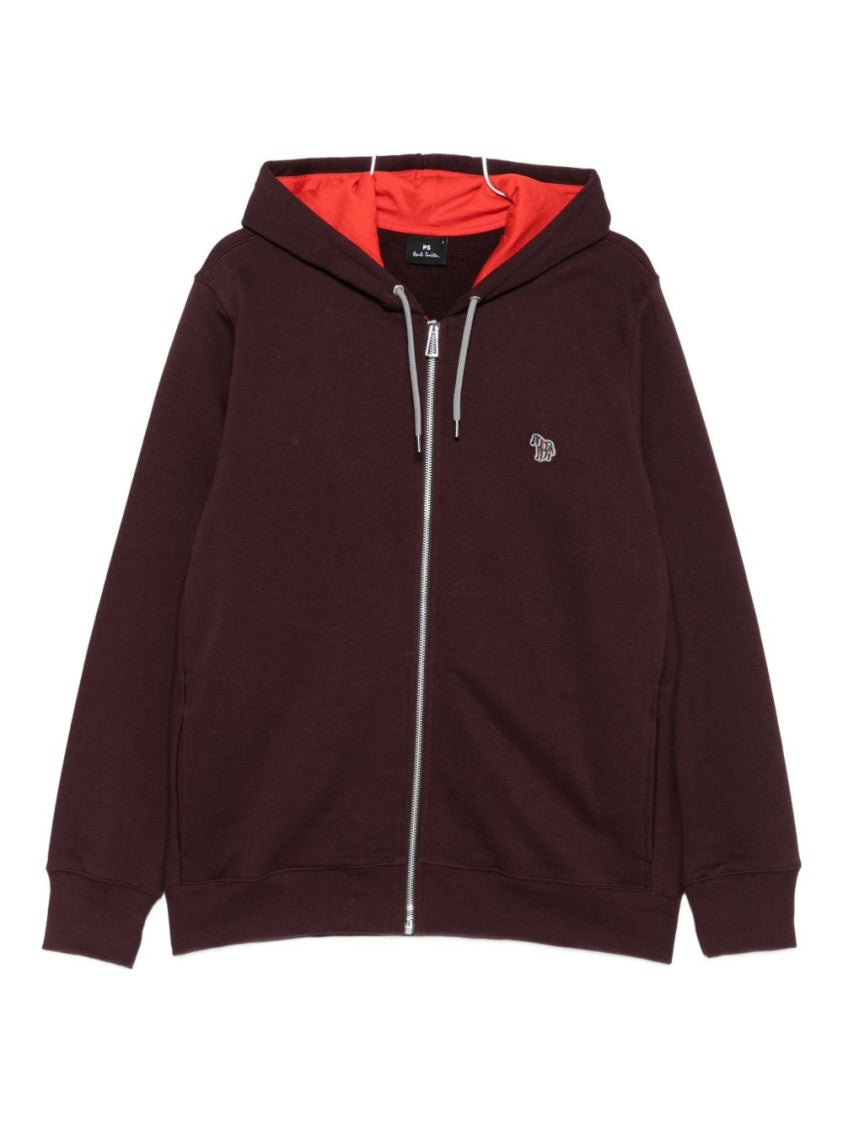 Paul Smith Burgundy Zip-Up Hoodie With Contrasting Lining