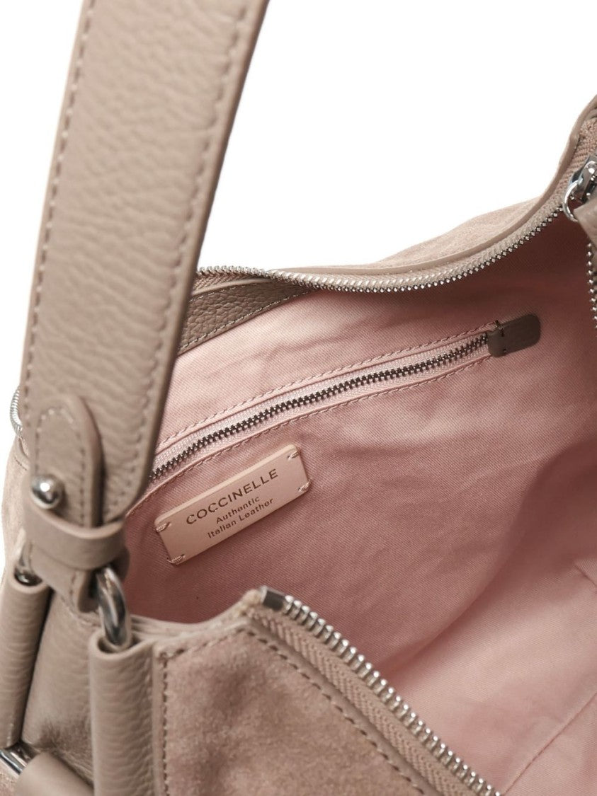 Coccinelle Suede Handbag With Adjustable Shoulder Strap