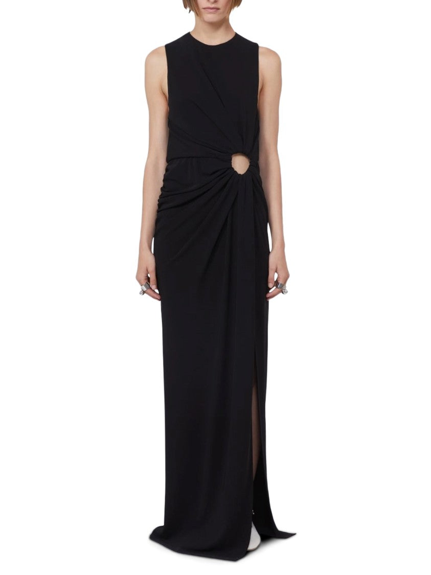 Max Mara Sleeveless Long Jersey Dress With Gathered Waist Detail