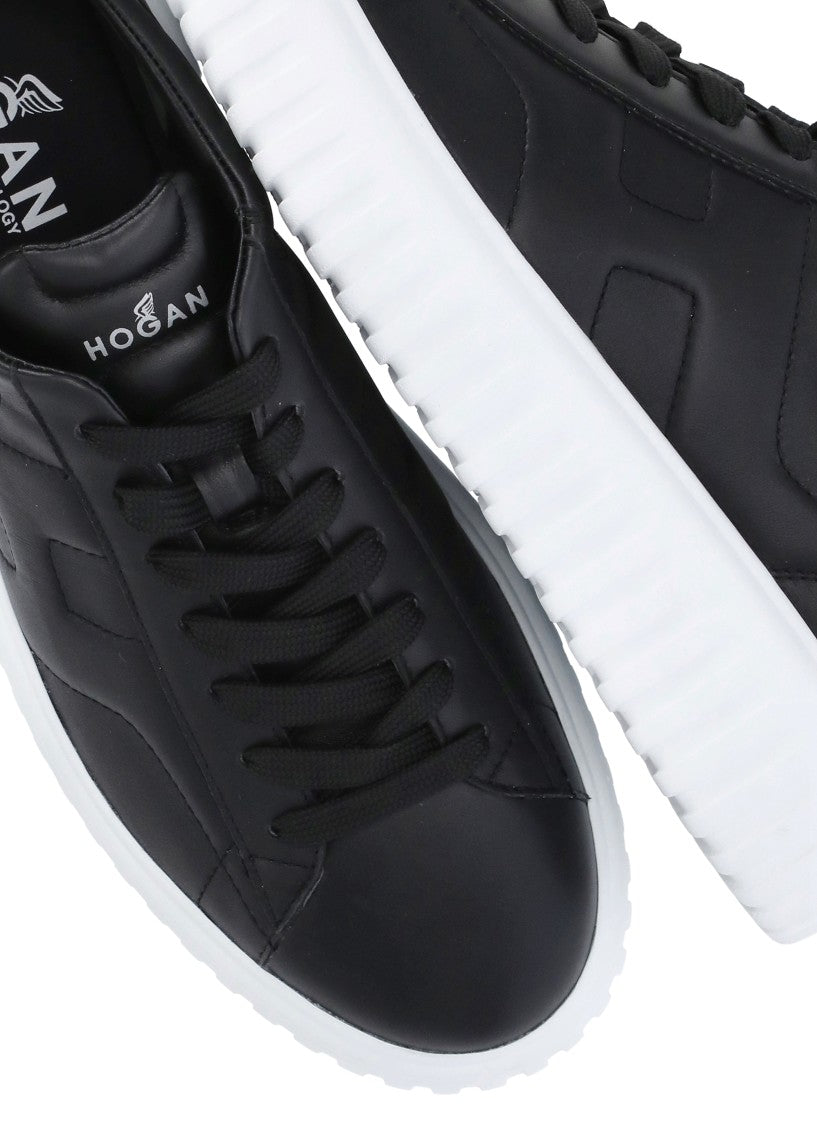 Hogan Black H-Stripes Leather Sneakers