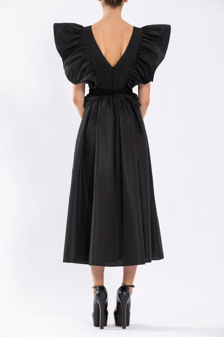 Saiid Kobeisy Taffeta Dress With Gathered Sleeves