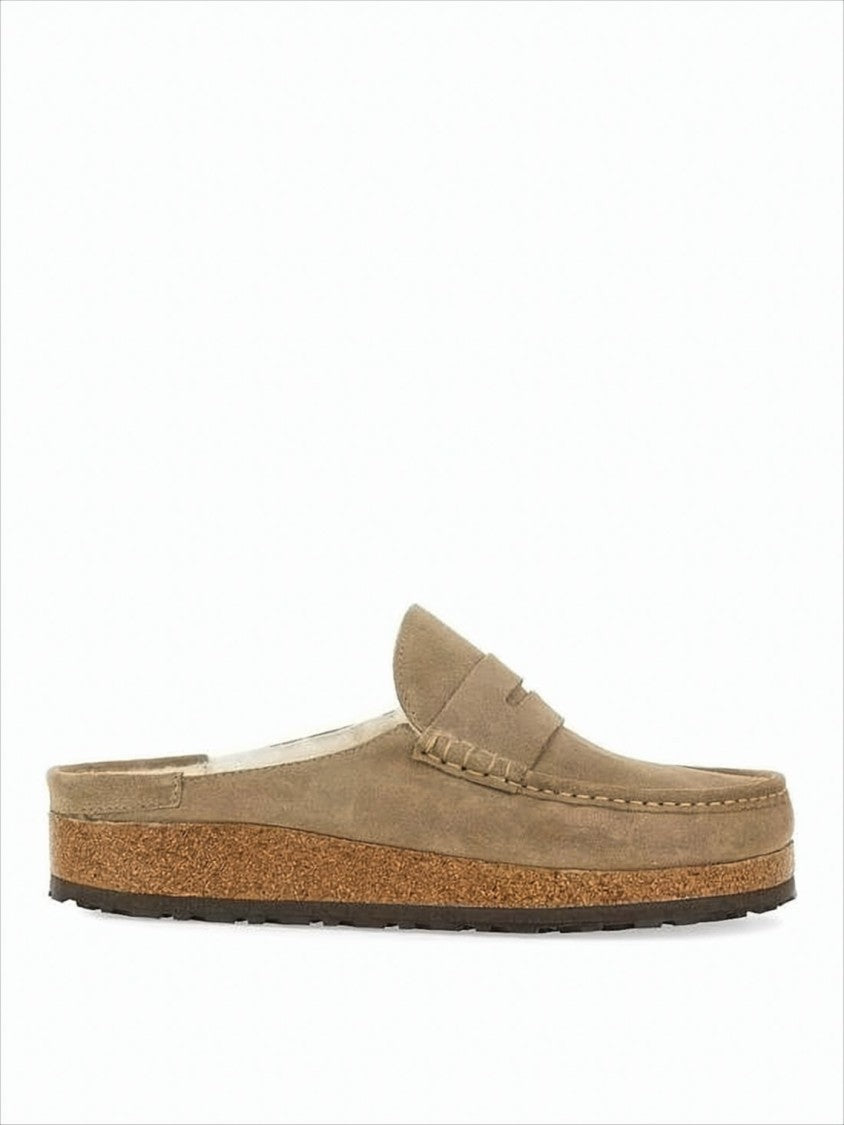 Birkenstock Brown Suede Mule With Classic Moccasin Stitching