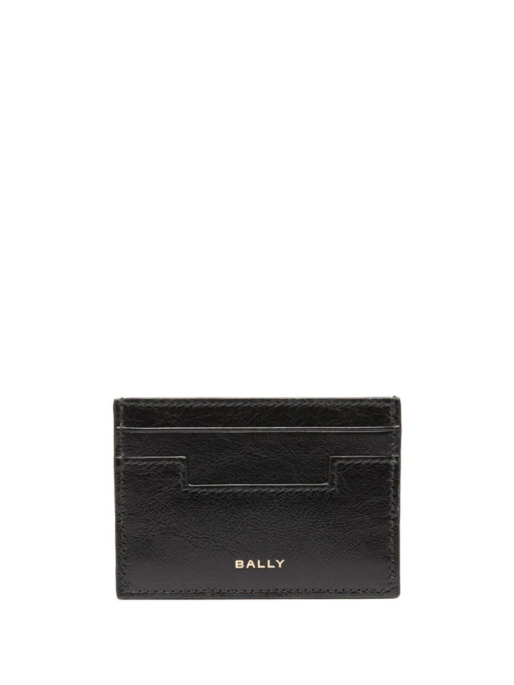 Bally Black Metallic Logo Leather Wallet