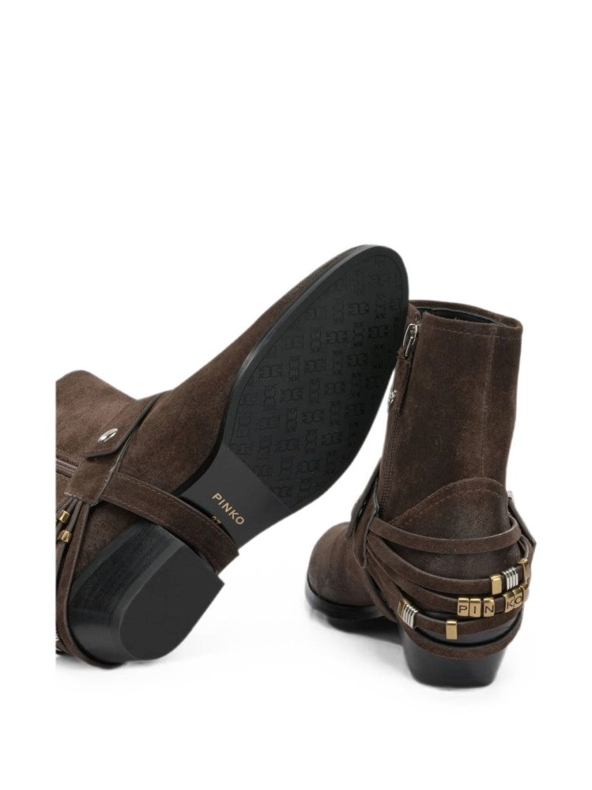 Pinko Pointed-Toe Wrap-Around Ankle Boots