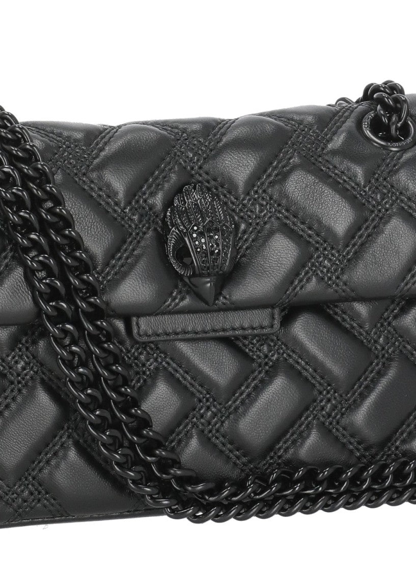 Kurt Geiger Black Mini Kensington Drench Leather Shoulder Bag
