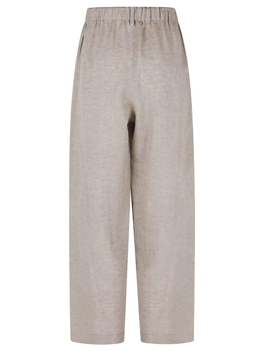 Fabiana Filippi Linen Pull-On Trousers With Textured Finish