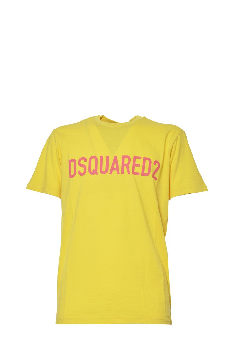 Dsquared2 Yellow Cotton Cool T-Shirt With Logo Print