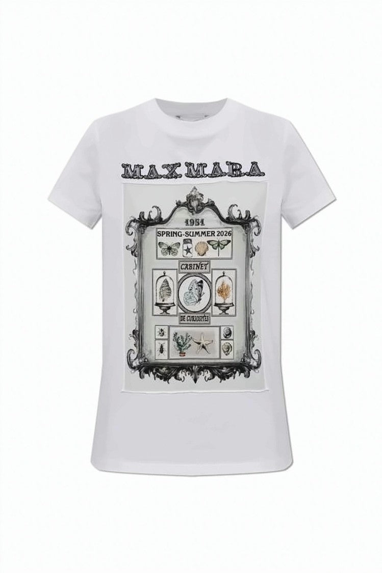 Max Mara Graphic Print White Short-Sleeved T-Shirt