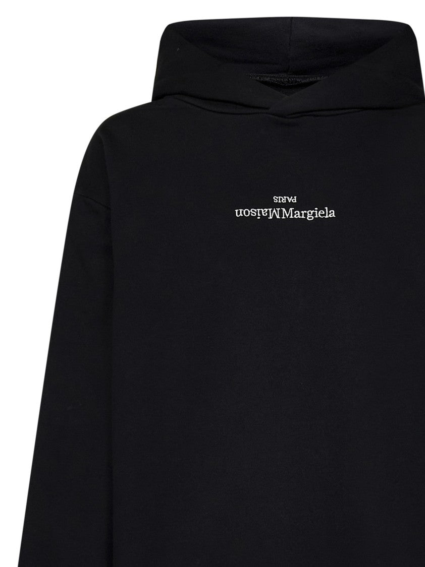 Maison Margiela Minimalist Black Hoodie With Upside-Down Logo