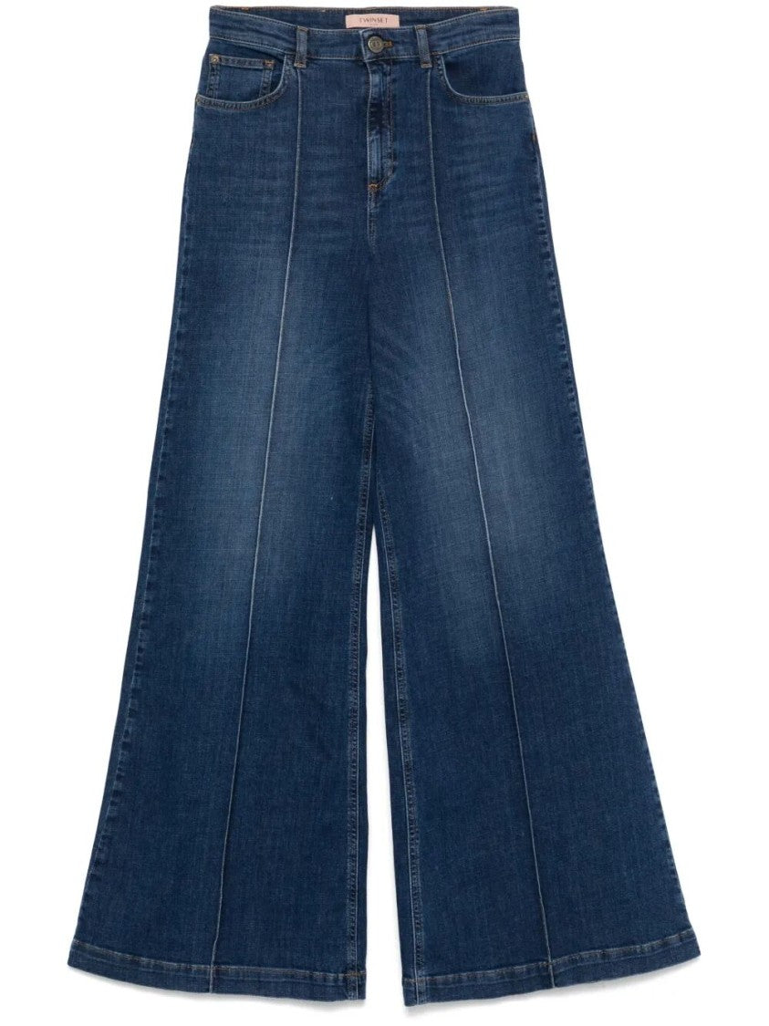 Twin-Set High-Waisted Wide Leg Jeans