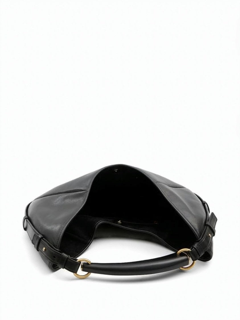 Saint Laurent Crescent Shape Calf Leather Shoulder Bag With Gold-Tone Hardware