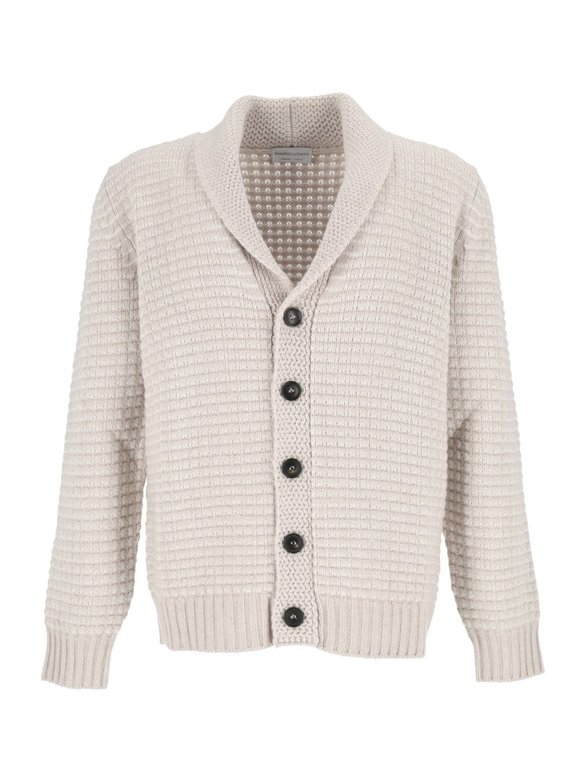 Sette Fili Cashmere Textured Shawl Collar Knit Cardigan