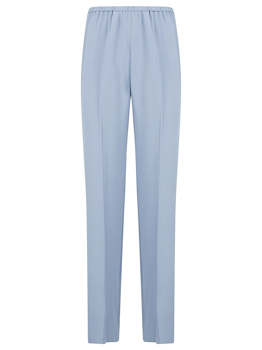 Forte Forte Relaxed-Fit Blue Trousers With Straight Leg Design And Subtle Sheen