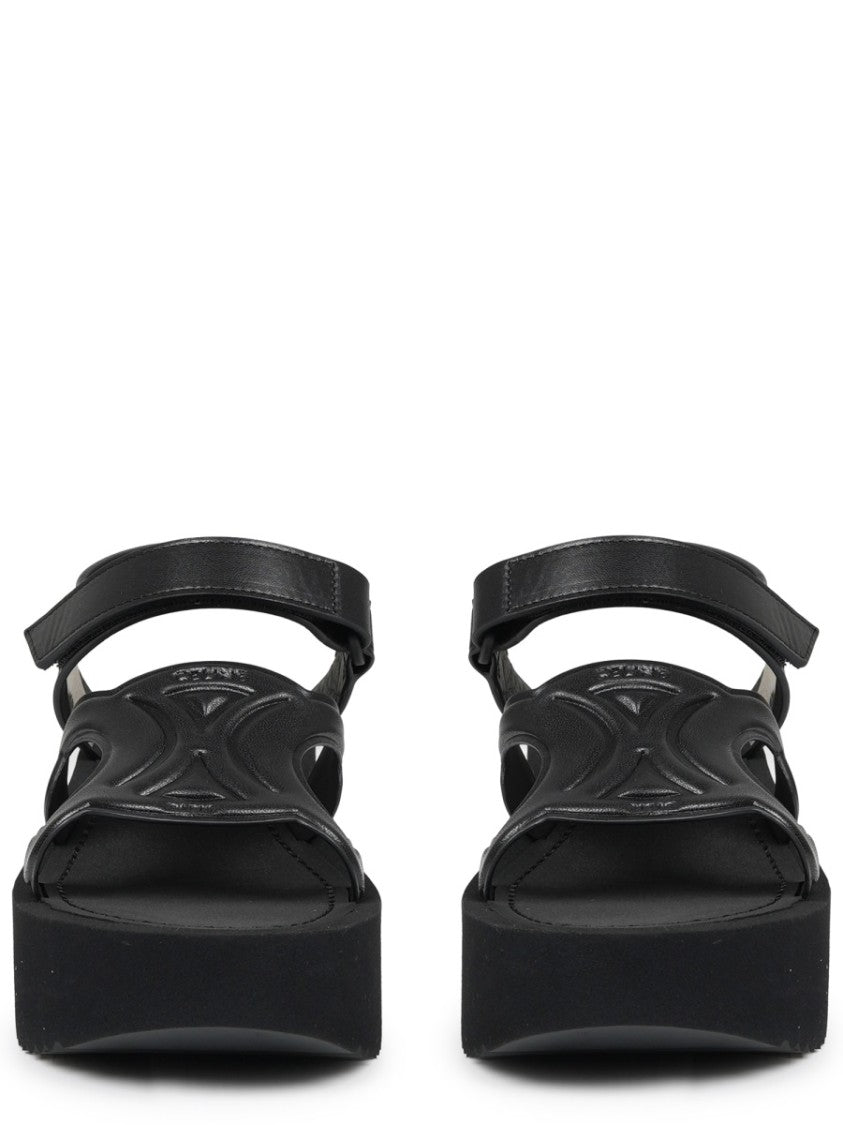 Celine Sunny Platform Cut-Out Calf Leather Sandals