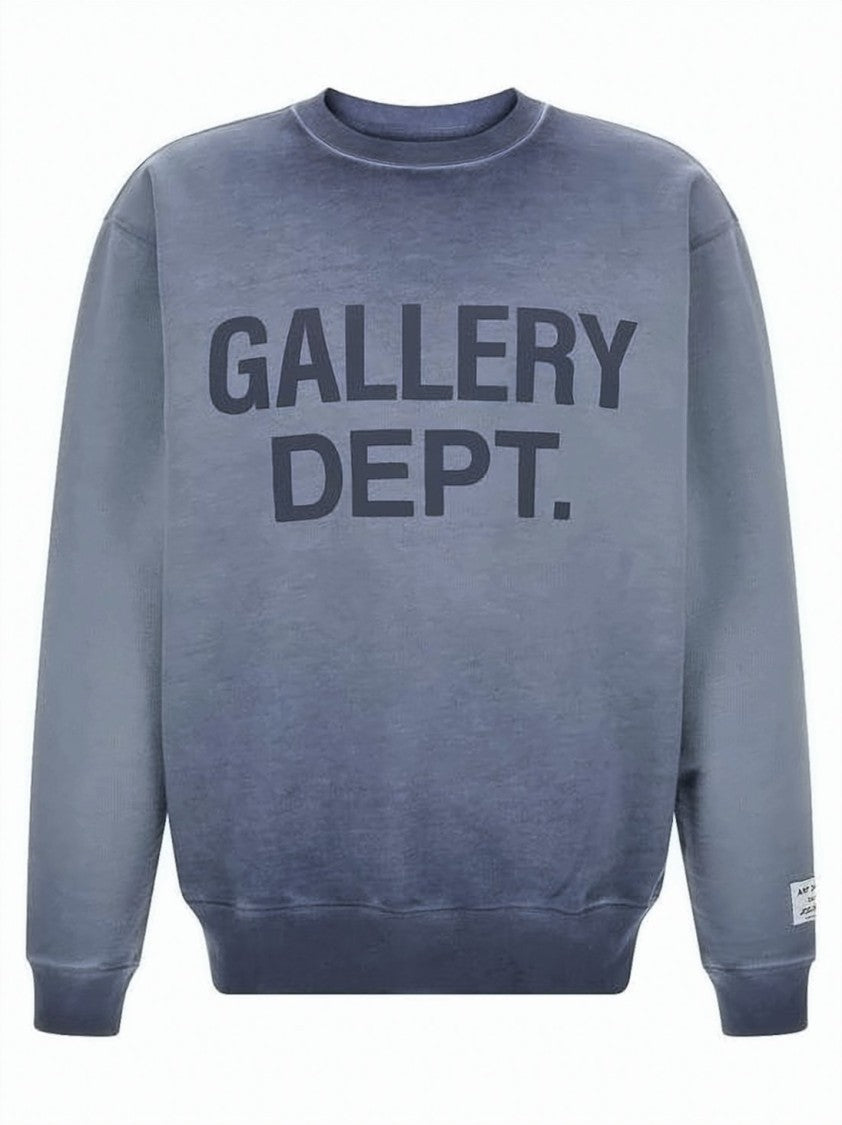 Gallery Dept. Faded Blue Gradient Long Sleeve Sweatshirt With Bold Print