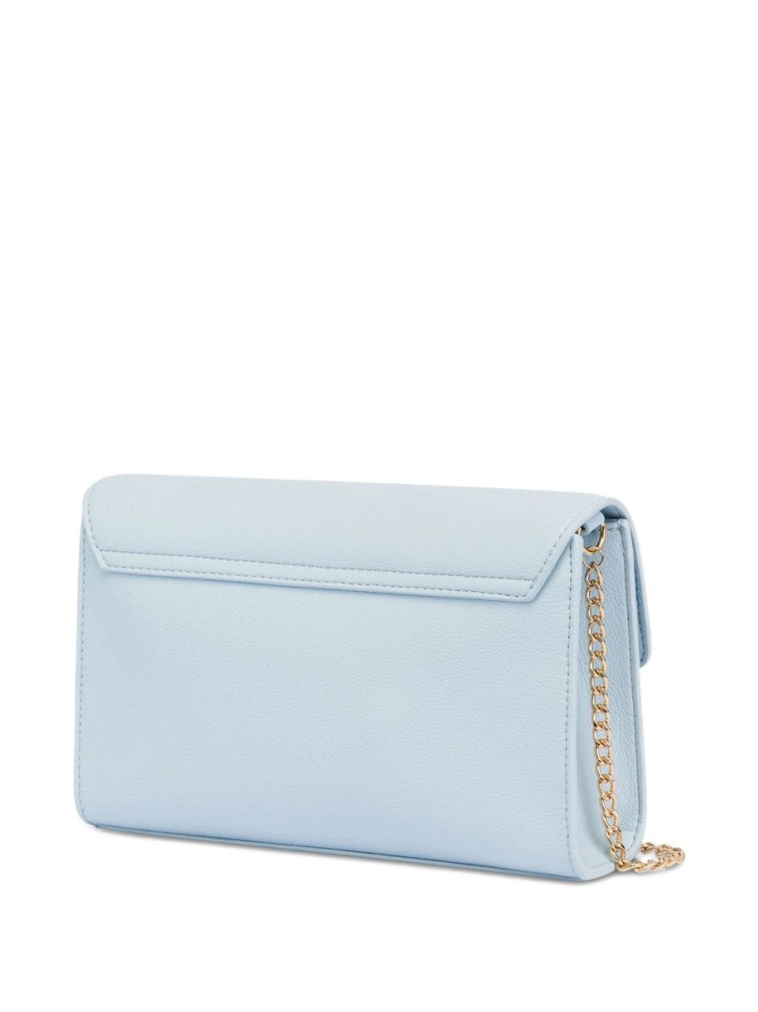 Love Moschino Light Blue Shoulder Bag With Gold-Tone Heart Clasp