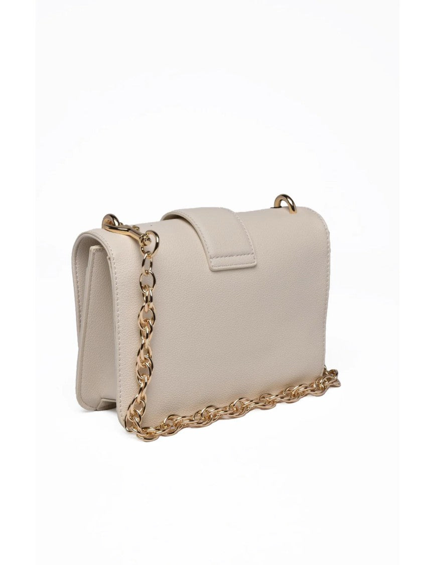 Love Moschino Structured White Shoulder Bag With Gold-Tone Logo Clasp