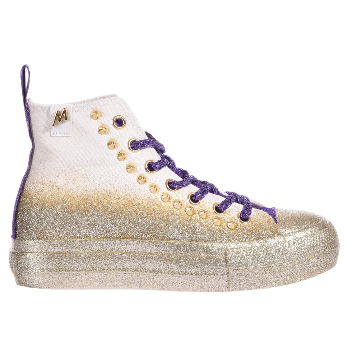 Mimanera Black Gold Handcrafted Studded Platform Sneakers
