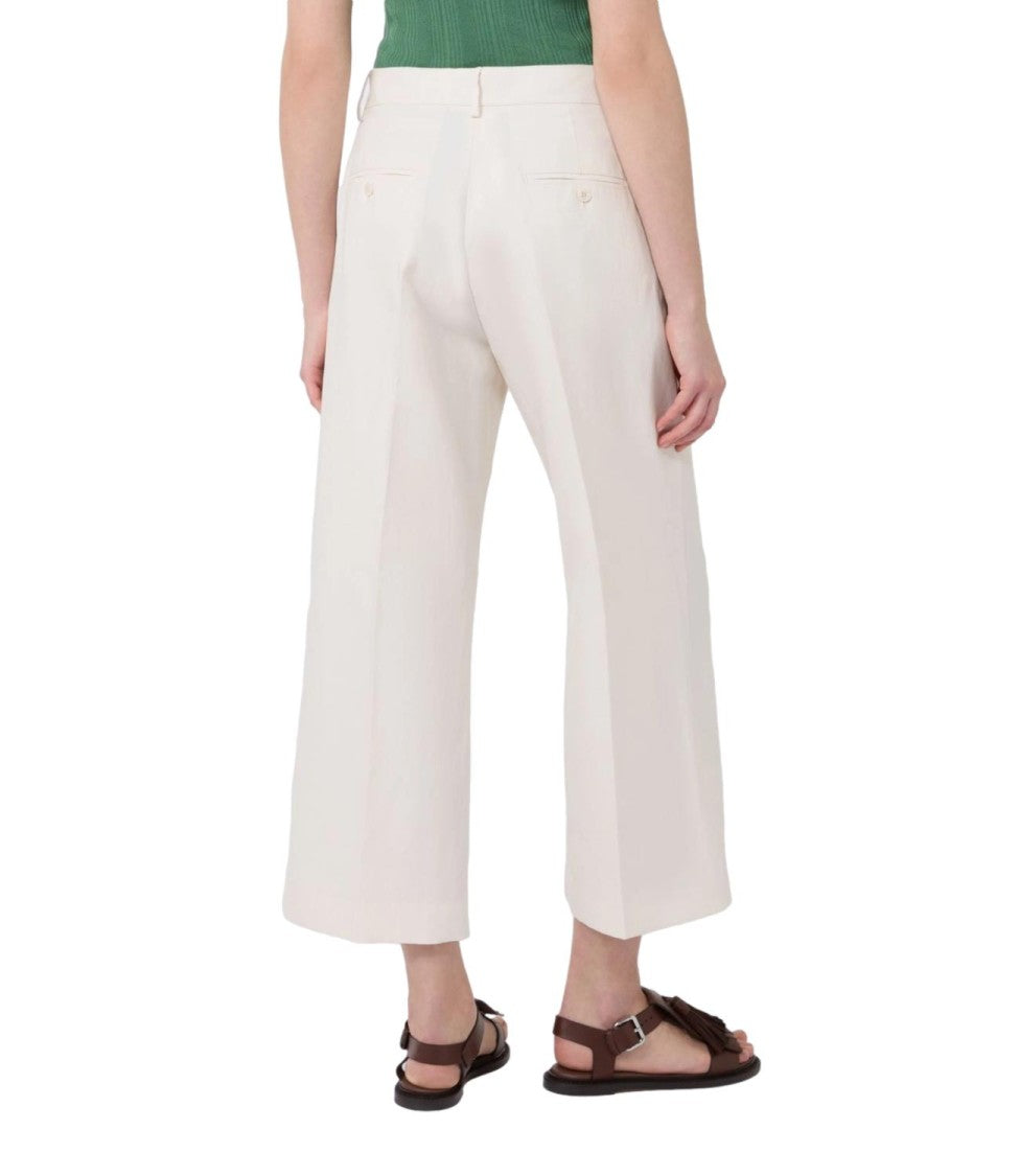 Max Mara Ecru Wkdzircone Cotton Casual Trousers
