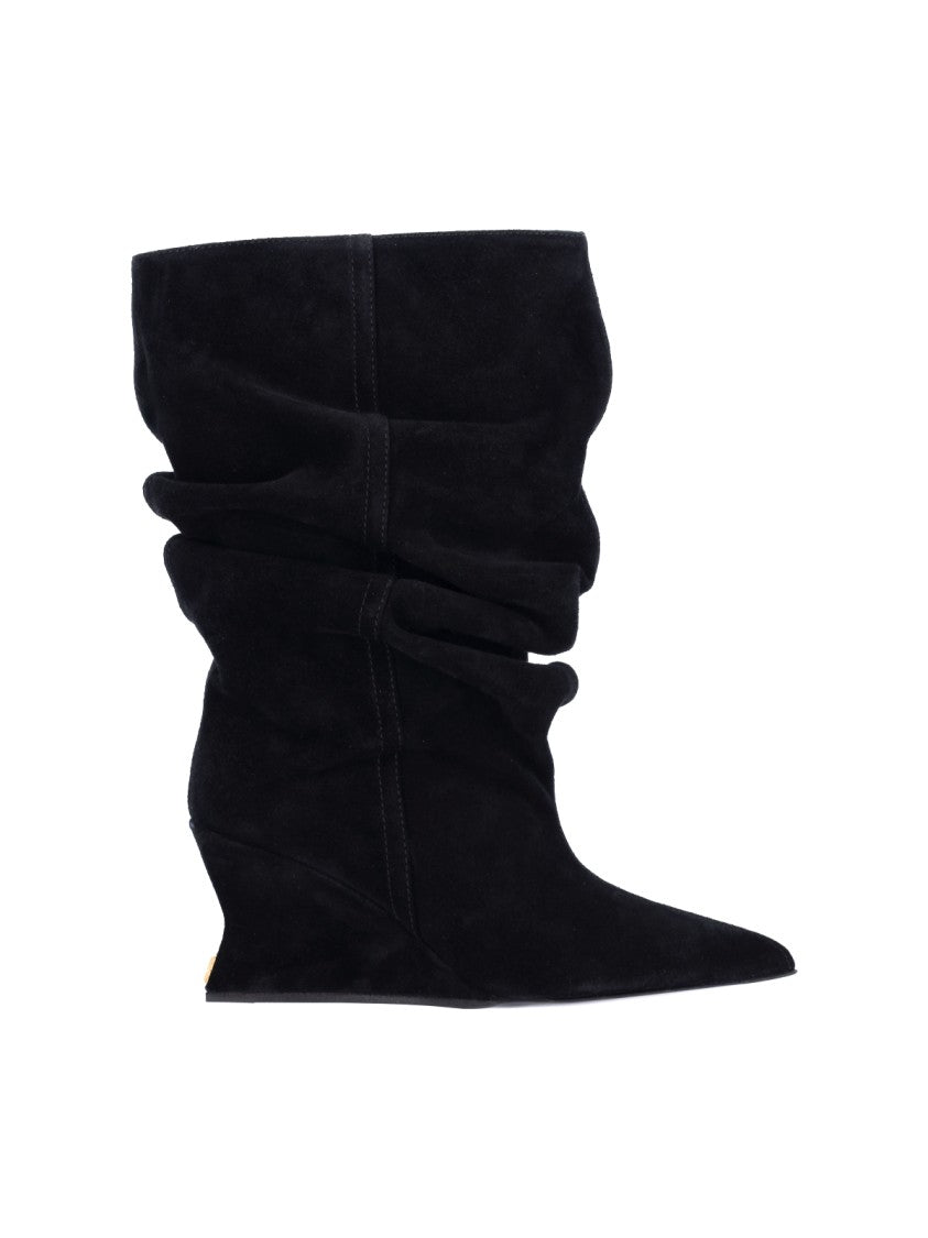 Balmain Mid-Calf Slouchy Boots With Pointed Toe