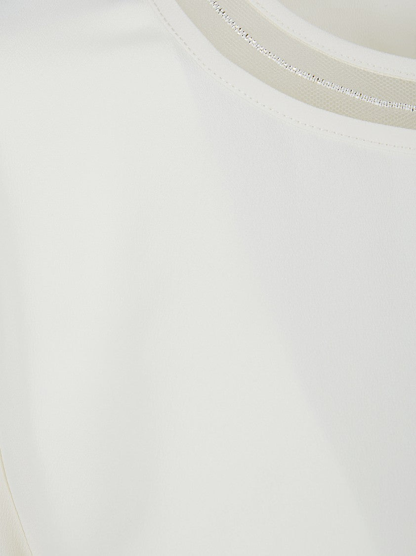 Fabiana Filippi Short-Sleeved Top In Washed Crepe De Chine