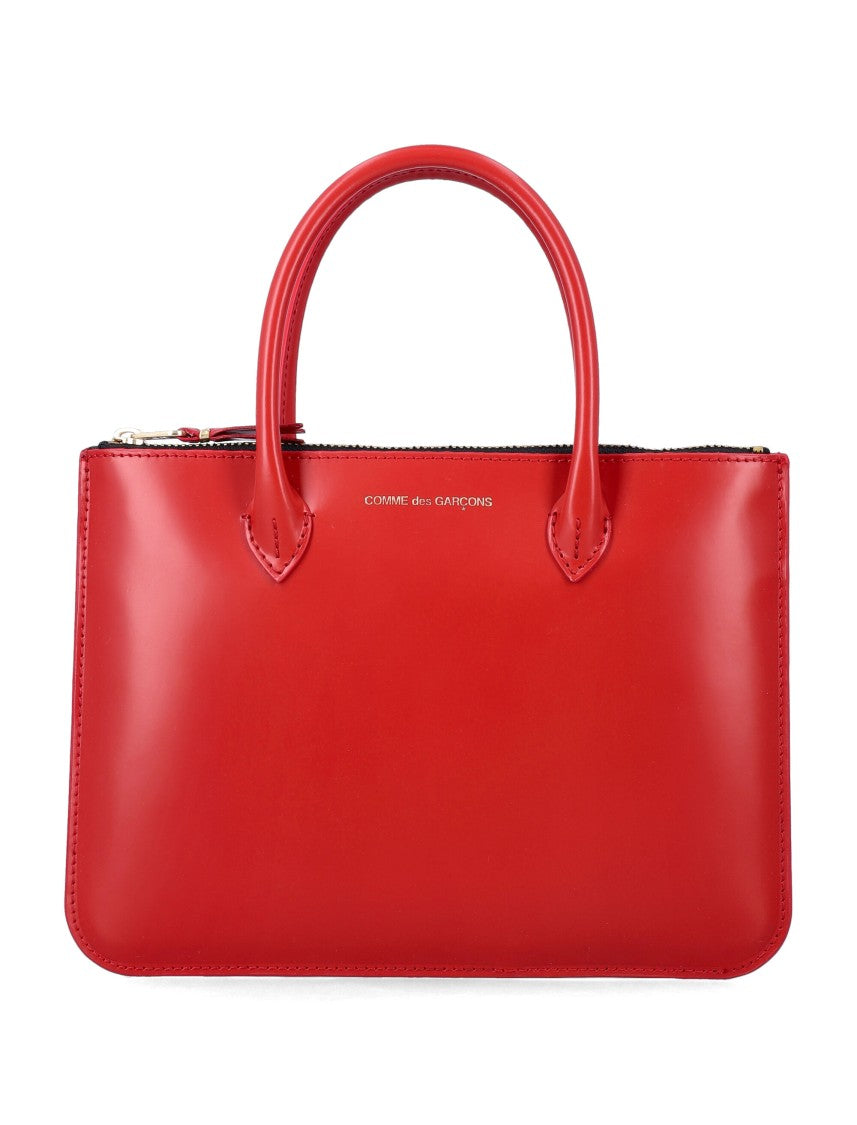 Comme Des Garçons Compact Black Smooth Leather Tote