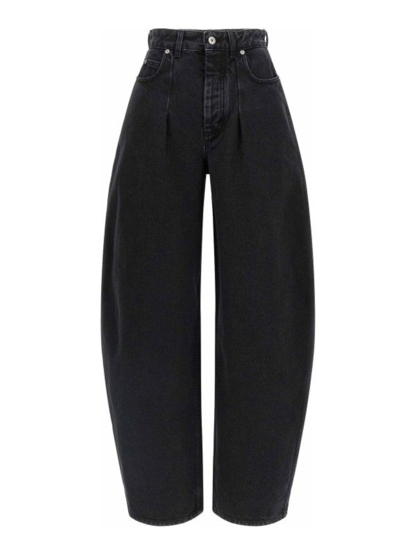 Jacquemus Black Pleated Front Cotton Jeans