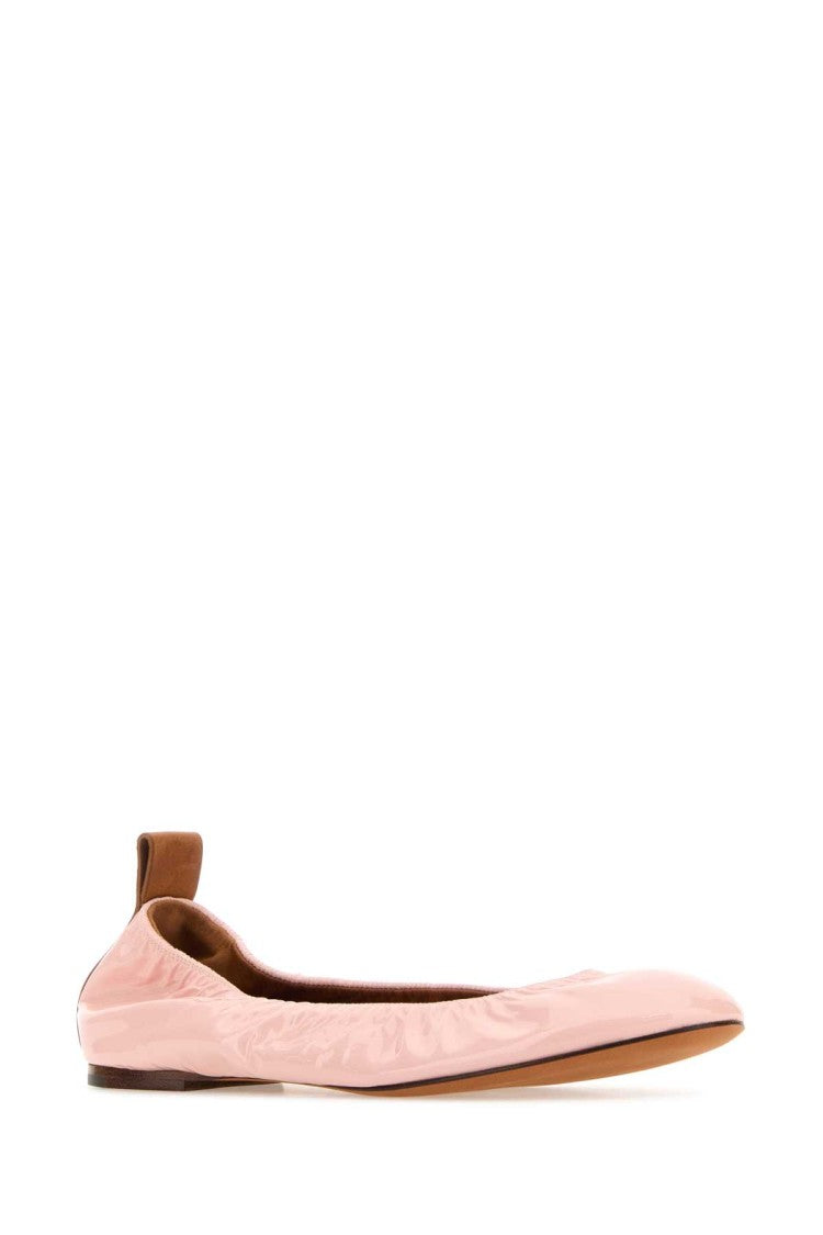 Lanvin Glossy Pink Leather Ballerinas With Rounded Toe
