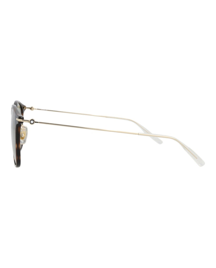 Montblanc Round-Frame Injection Sunglasses With Tortoiseshell Pattern And Signature Emblem