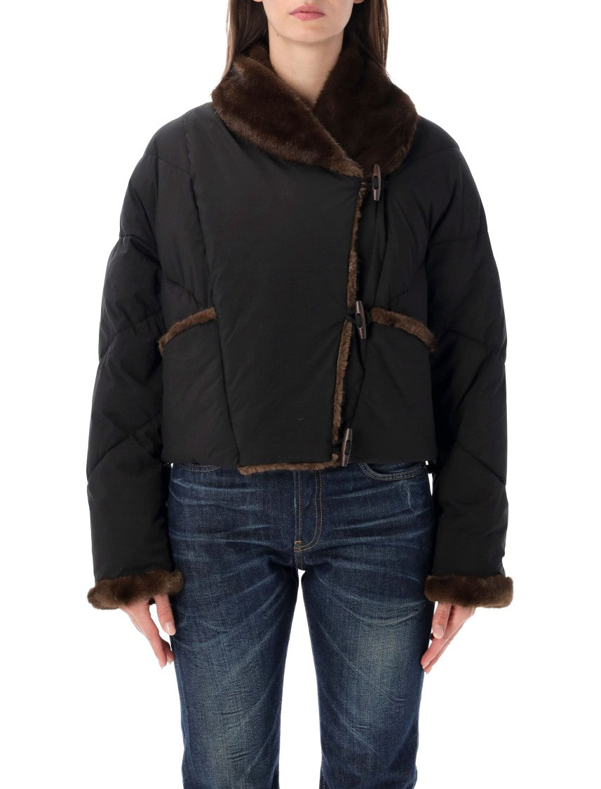 Urbancode Short Puffer Faux Fur Boxy Puffer Jacket