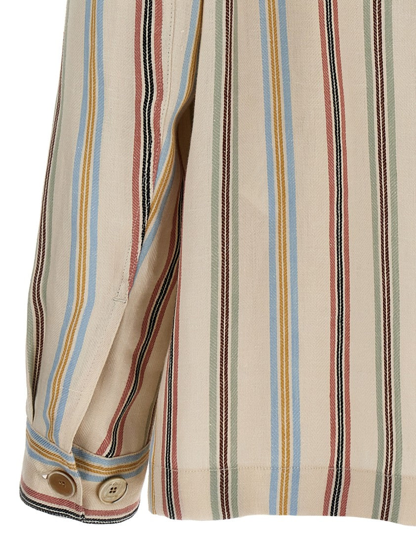 Etro Relaxed Fit Striped Linen Overshirt