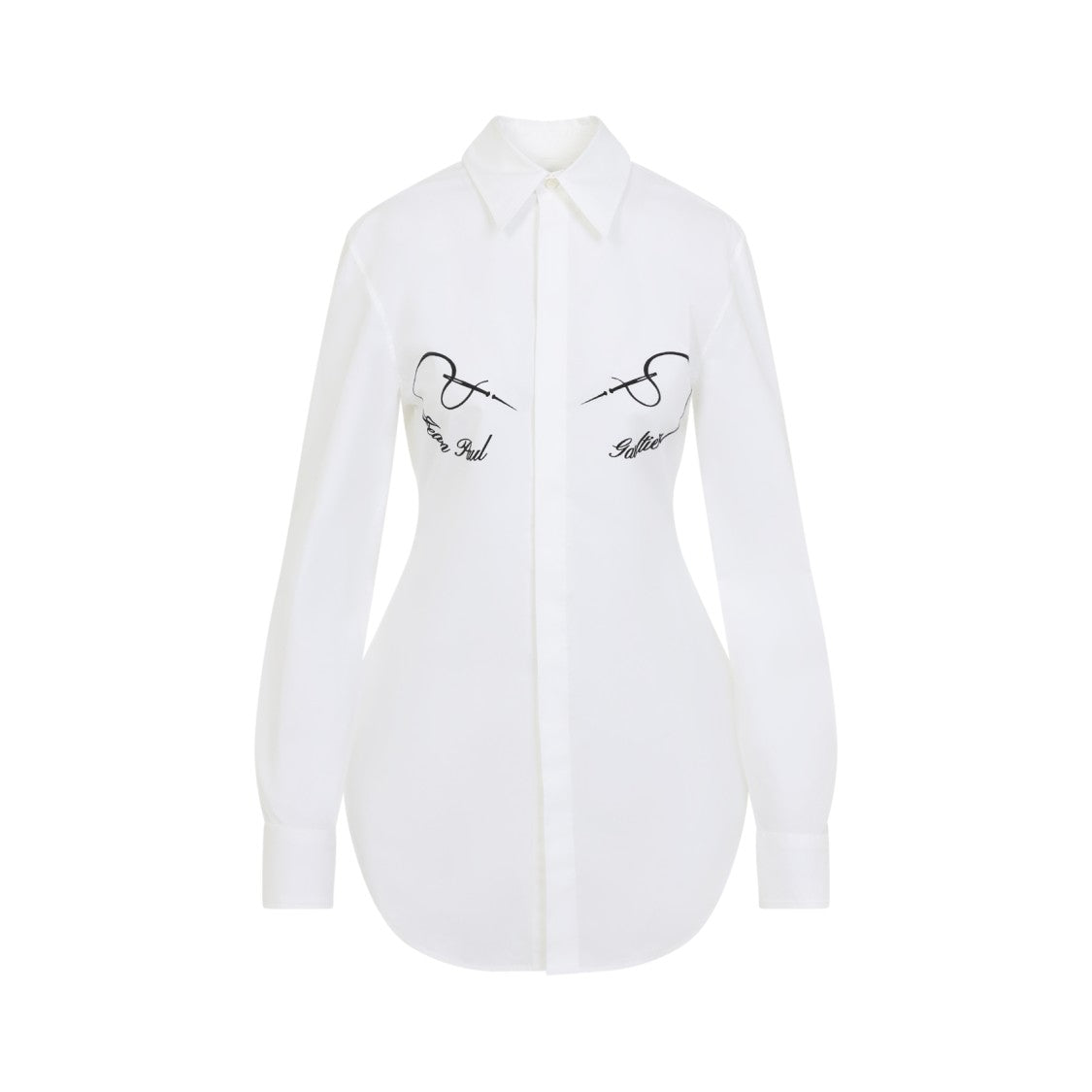 Jean Paul Gaultier Needless Flock White Cotton Shirt With Graphic Detailing