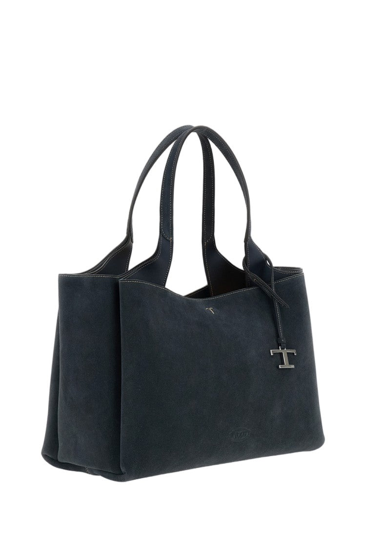 Tod's Blue Medium Apa Double Handle Suede Shoulder Bag