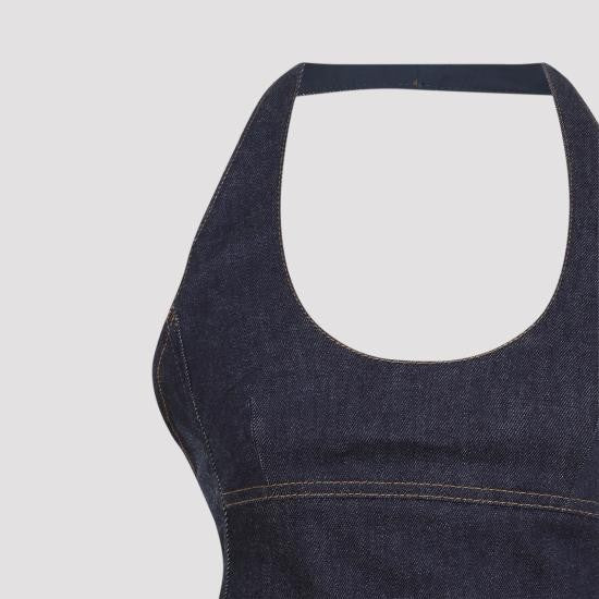 Jacquemus Fitted Sleeveless Denim Top With Halter Neckline