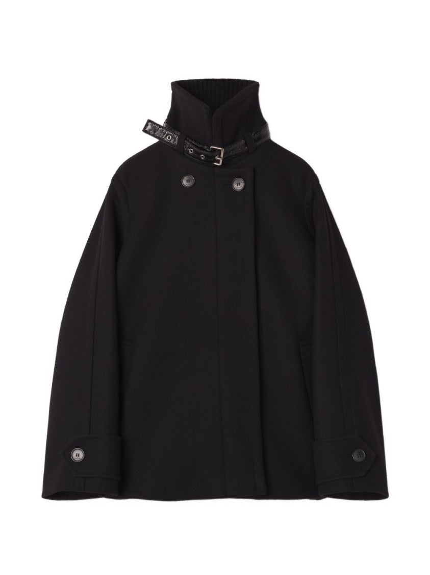 Lanvin Structured Short Coat With Ribbed Collar And Buckle Detail
