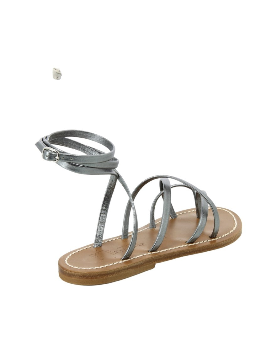 K Jacques St Tropez Metallic Finish Thong Sandals With Slender Straps