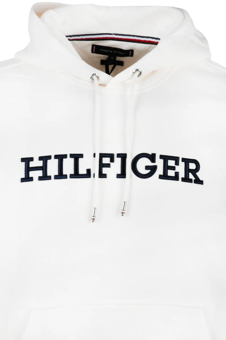 Tommy Hilfiger White Cotton Polyester Men Hoodie